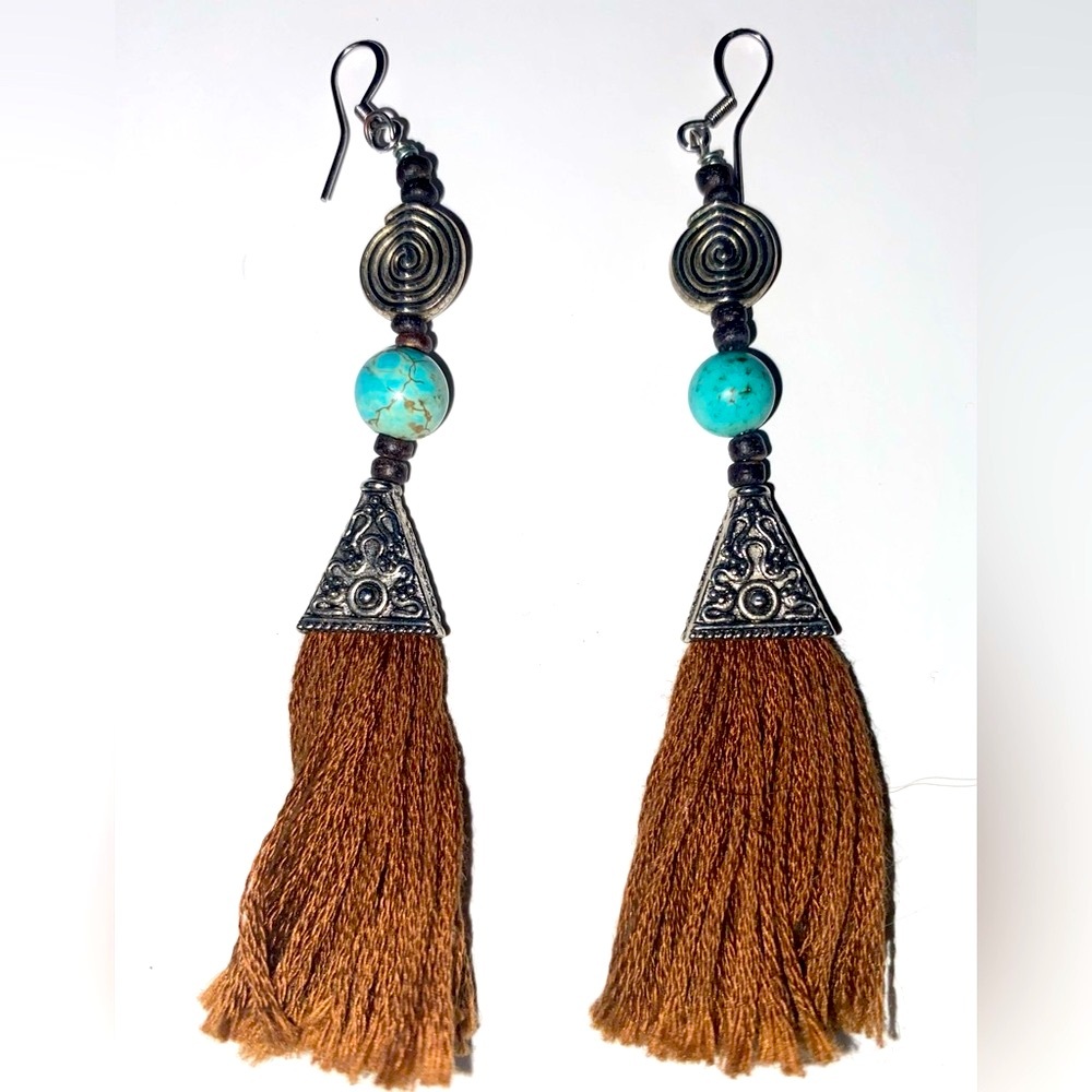 Handmade Sterling Silver & Turquoise Boho Earrings